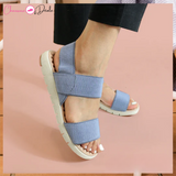 Sandale plate ultra-douce avec double bride élastique pour femmes