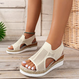 Sandales compensées en maille confortables