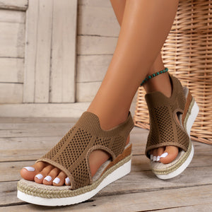 Sandales compensées en maille confortables