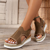 Sandales compensées en maille confortables