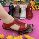 Sandales d'été en cuir synthétique à semelle plate pour femmes