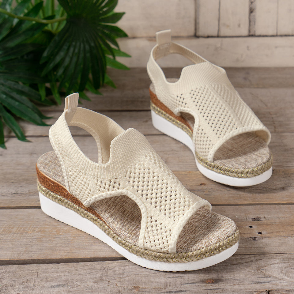 Sandales compensées en maille confortables