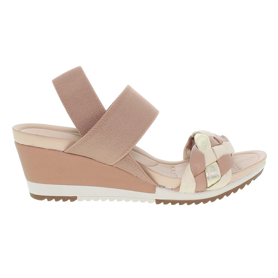 Sandale anti-transpirante compensée ultra-confortable avec double bride élastique pour femmes (DRY-TECH)