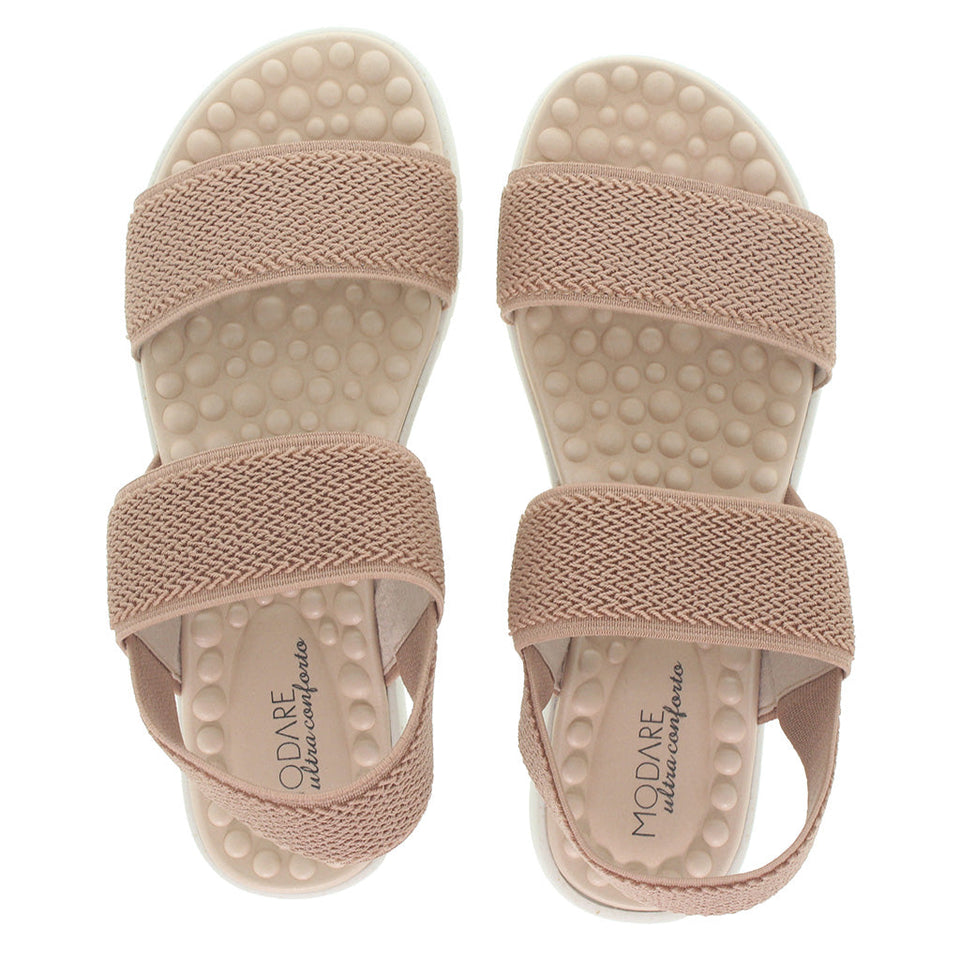 Sandale plate ultra-douce avec double bride élastique pour femmes