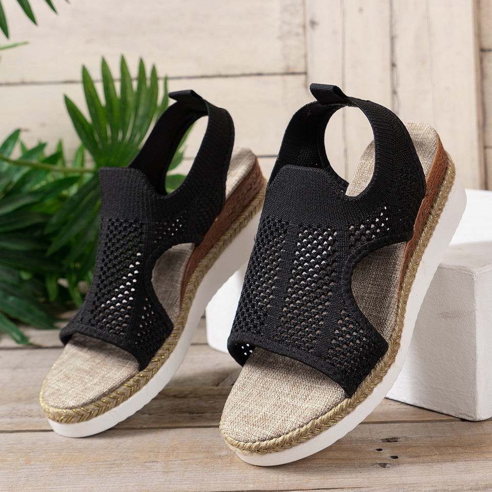 Sandales compensées en maille confortables