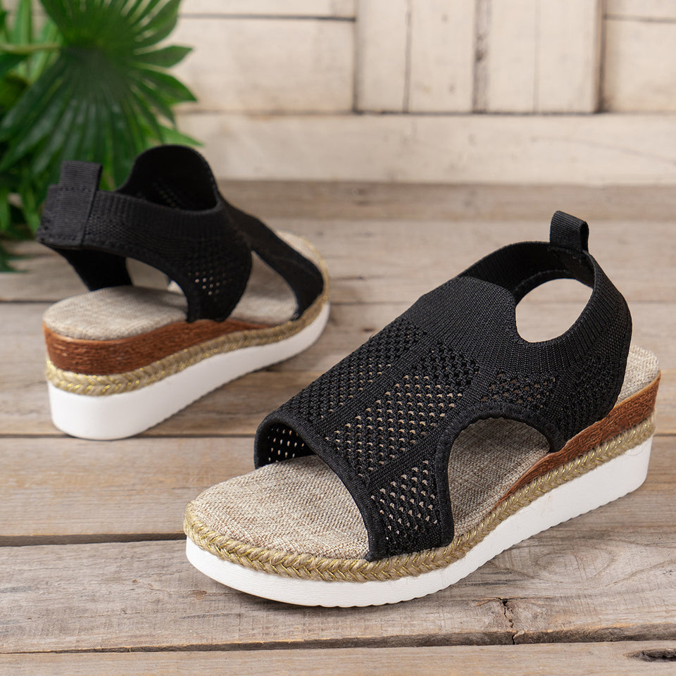 Sandales compensées en maille confortables