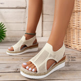 Sandales compensées en maille confortables