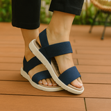 Sandale plate ultra-douce avec double bride élastique pour femmes