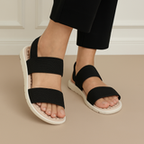 Sandale plate ultra-douce avec double bride élastique pour femmes