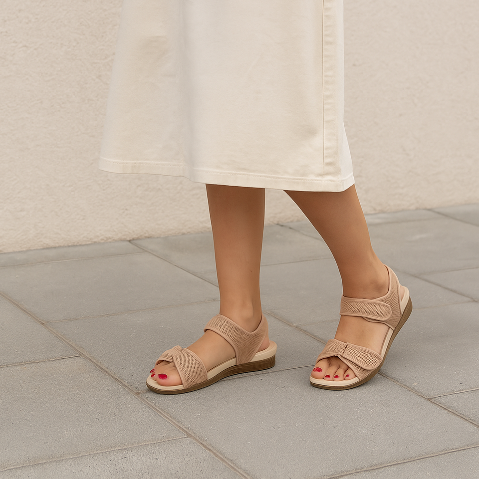 Sandale anti-transpirante velcro ultra-confortable pour femmes avec semelle Dry-Tech