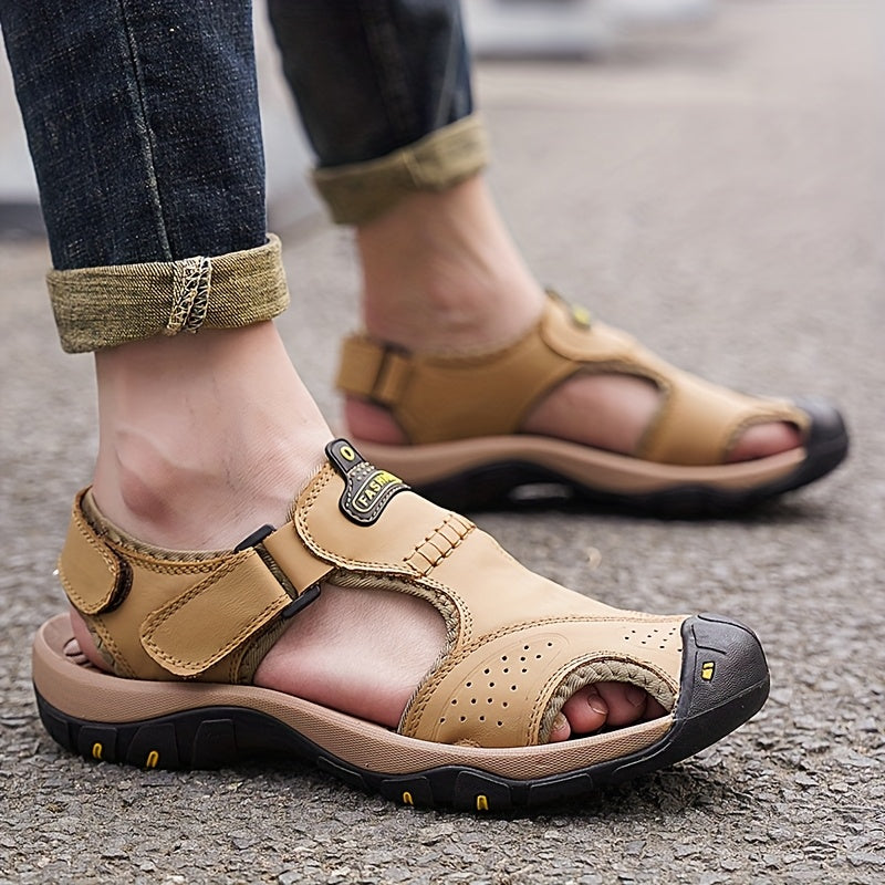 sandales fermées en cuir véritable pour homme et femme