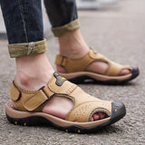 sandales fermées en cuir véritable pour homme et femme