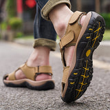 sandales fermées en cuir véritable pour homme et femme