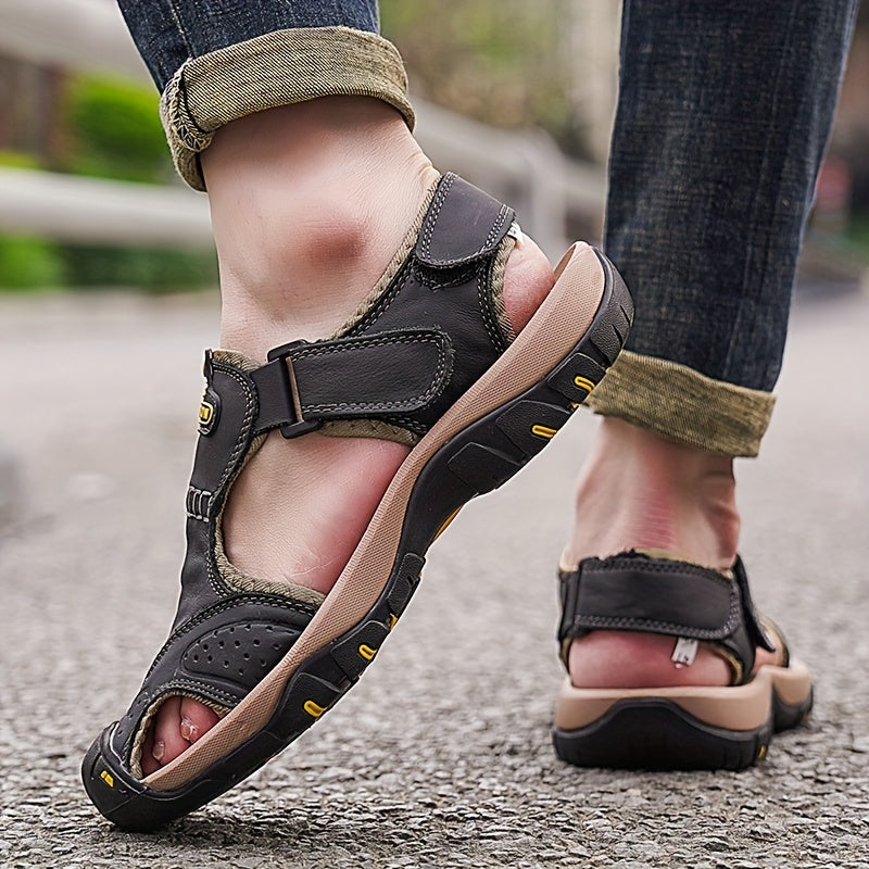 sandales fermées en cuir véritable pour homme et femme