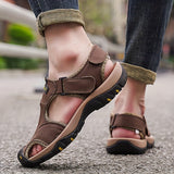 sandales fermées en cuir véritable pour homme et femme