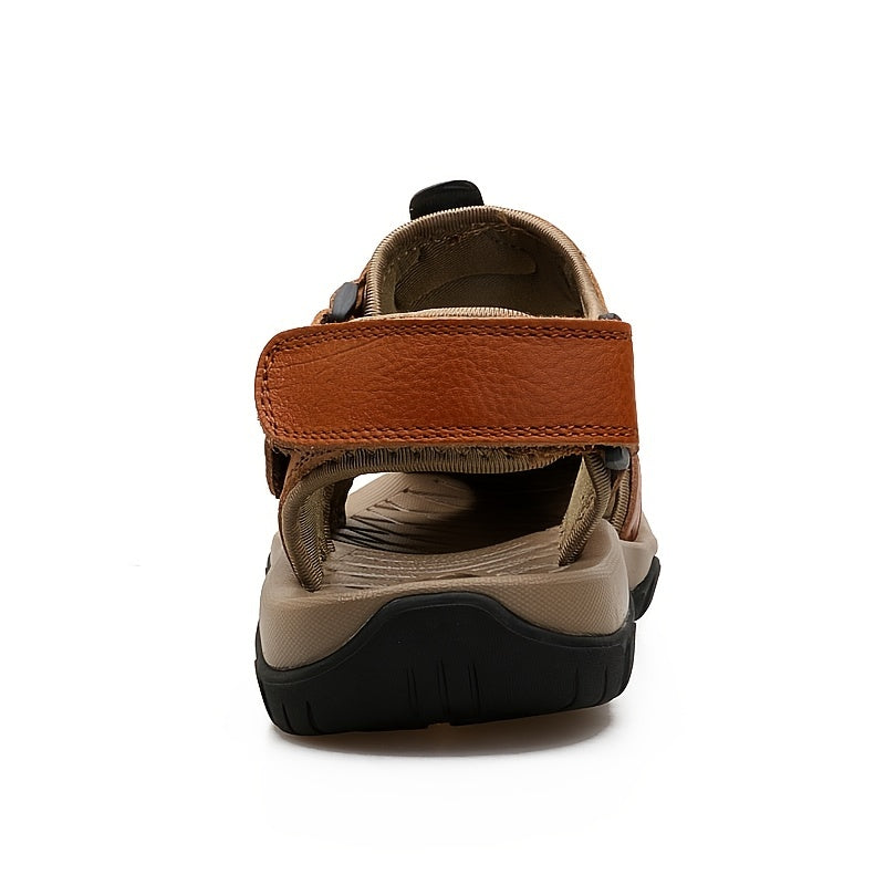 sandales fermées en cuir véritable pour homme et femme