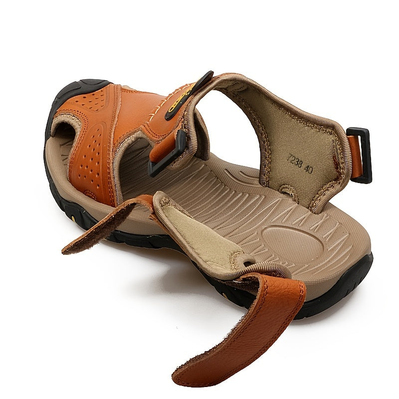 sandales fermées en cuir véritable pour homme et femme
