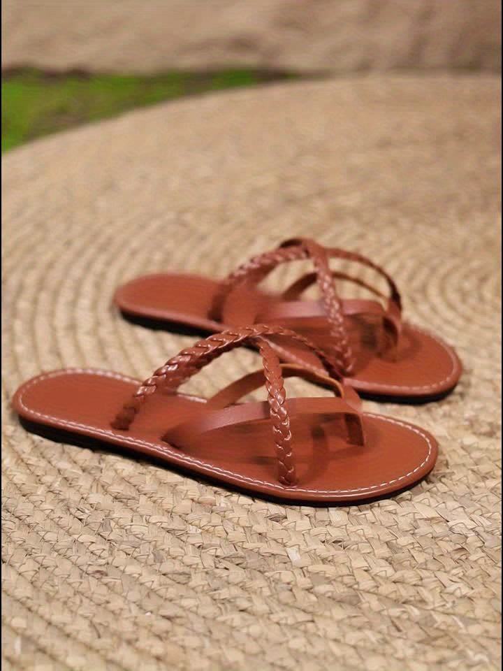 sandales tongs à design tressé pour femme