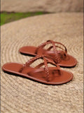 sandales tongs à design tressé pour femme