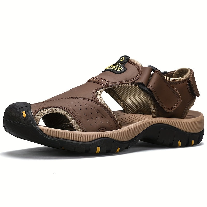 sandales fermées en cuir véritable pour homme et femme