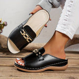 Sandales à Plateforme Style Romain avec Boucle Métallique