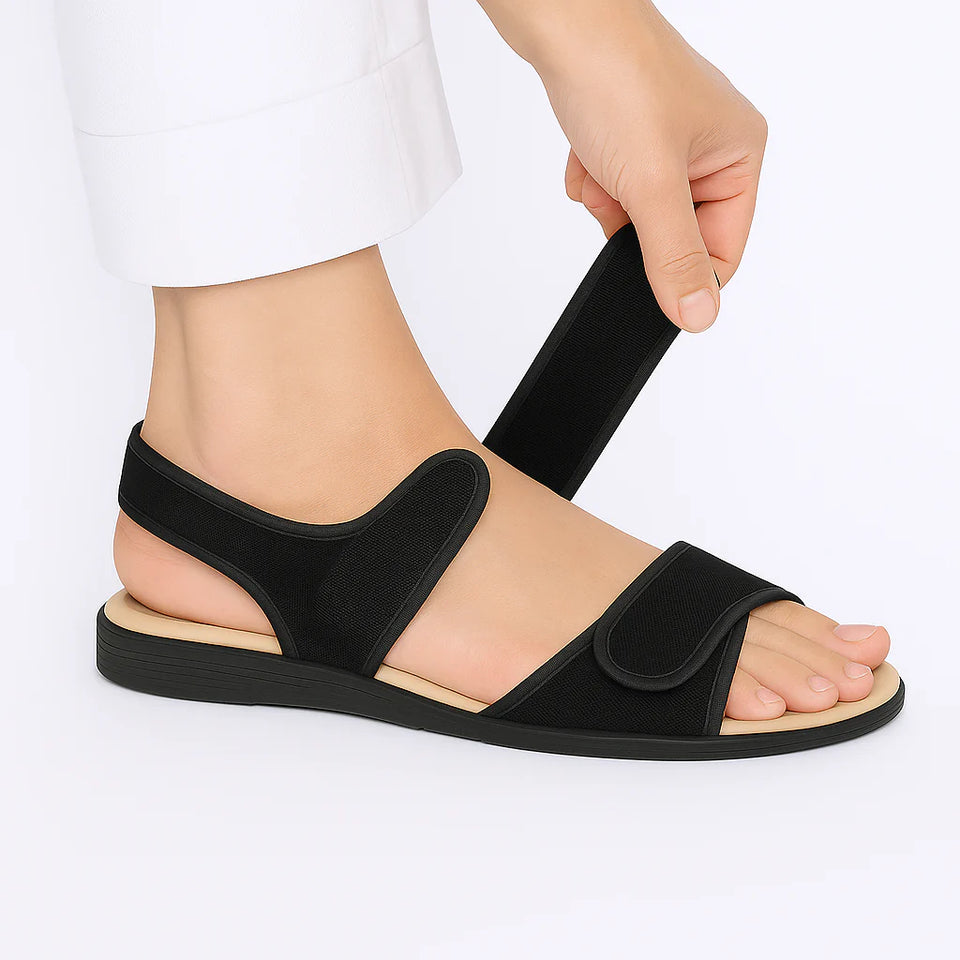 Sandale anti-transpirante velcro ultra-confortable pour femmes avec semelle Dry-Tech