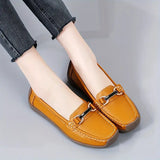mocassins élégants et polyvalents avec boucle en métal pour femme