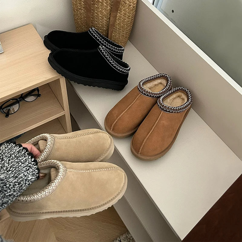 nouvelles pantoufles en laine pour femmes