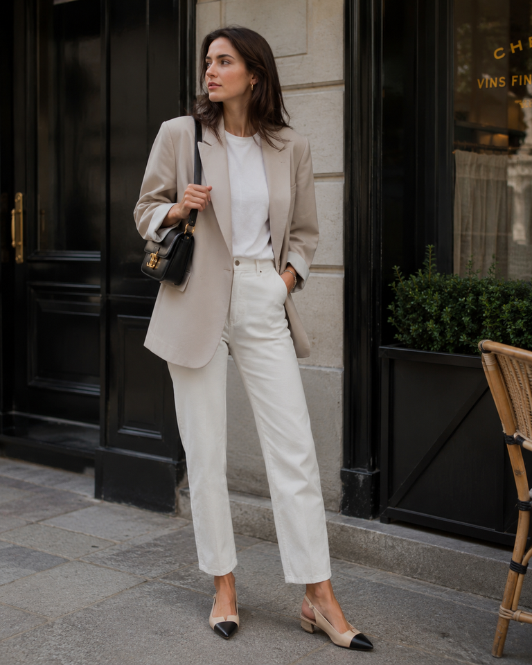 Ballerines Slingback Bicolores – Élégance Chic et Intemporelle