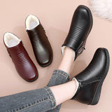 Bottines en peluche et en cuir pour femmes