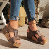 Sandales Compensées à Velcro – Style Bohème Chic