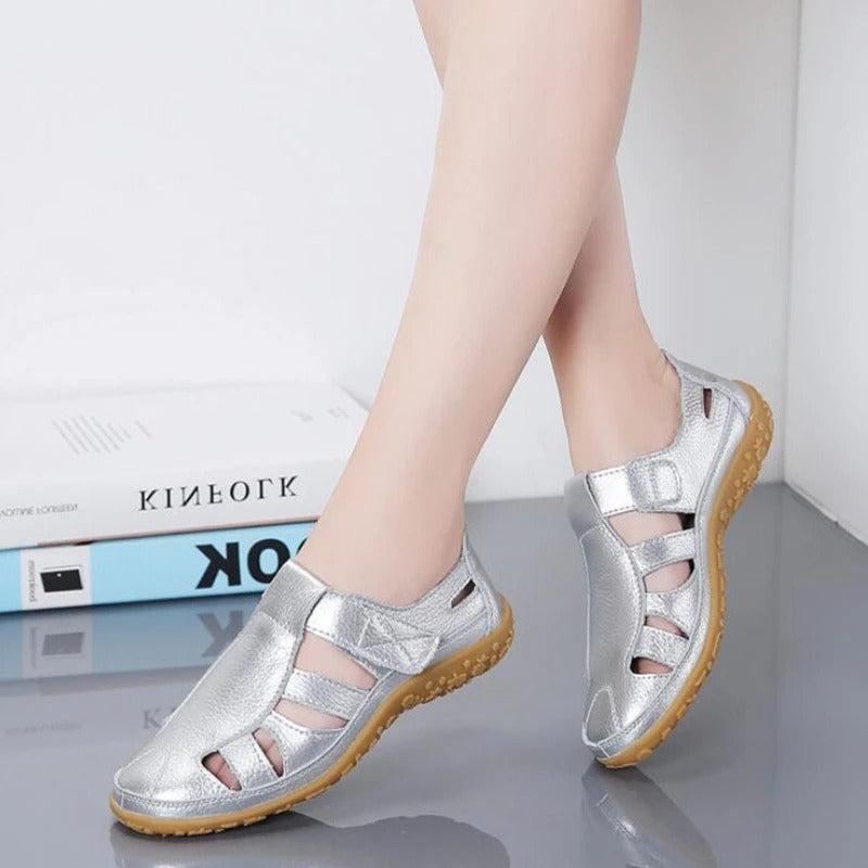 Sandales d'été en cuir décontractées pour femmes